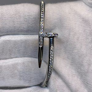 New Silver Filled Nail Unisex Pave' Bracelet W/CZ